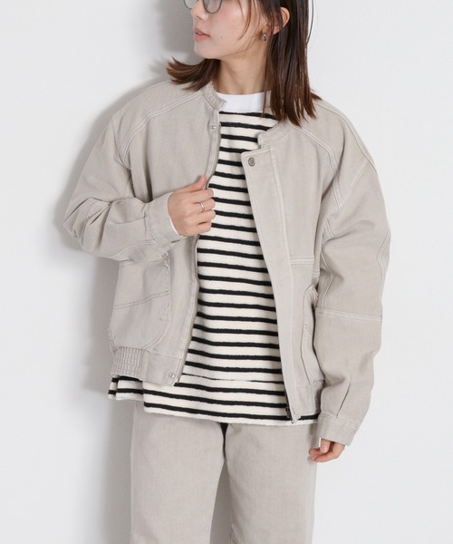 cepo(セポ)の「〈セットアップ対応可能〉ワークデニムジップブルゾン(デニムジャケット・レディース・ベージュ/ブルー系2・M)」の2枚目の写真