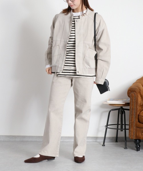 cepo(セポ)の「〈セットアップ対応可能〉ワークデニムジップブルゾン(デニムジャケット・レディース・ベージュ/ブルー系2・M)」の22枚目の写真