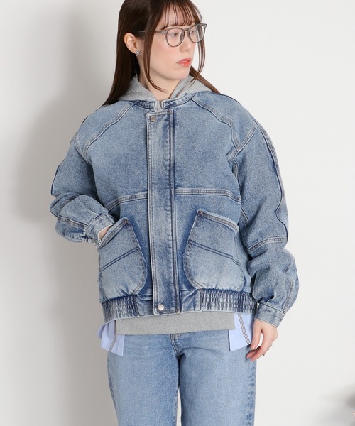 cepo(セポ)の「〈セットアップ対応可能〉ワークデニムジップブルゾン(デニムジャケット・レディース・ベージュ/ブルー系2・M)」の13枚目の写真