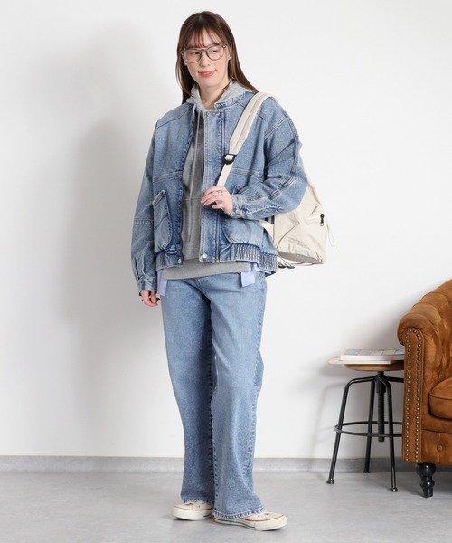 cepo(セポ)の「〈セットアップ対応可能〉ワークデニムジップブルゾン(デニムジャケット・レディース・ベージュ/ブルー系2・M)」の3枚目の写真