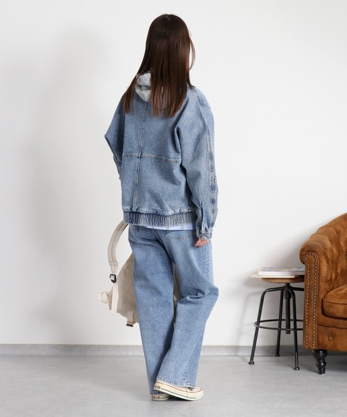 cepo(セポ)の「〈セットアップ対応可能〉ワークデニムジップブルゾン(デニムジャケット・レディース・ベージュ/ブルー系2・M)」の7枚目の写真