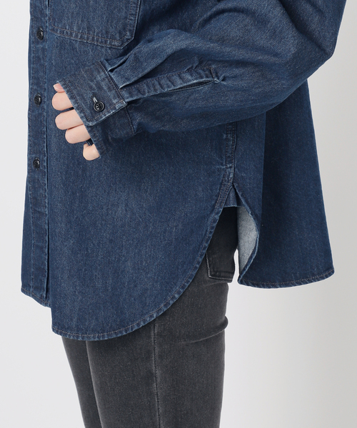 JOURNAL STANDARD relume(ジャーナルスタンダード レリューム)の「《追加5》9oz デニムワークシャツ(シャツ/ブラウス・レディース・ブルー/ネイビー・FREE)」の6枚目の写真