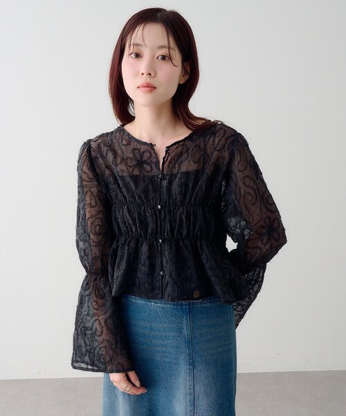 Kastane（カスタネ）の「【2WAY】ドットウェーブチュールブラウス（シャツ/ブラウス・レディース・ブラック/アイボリー・FREE）」の2枚目の写真