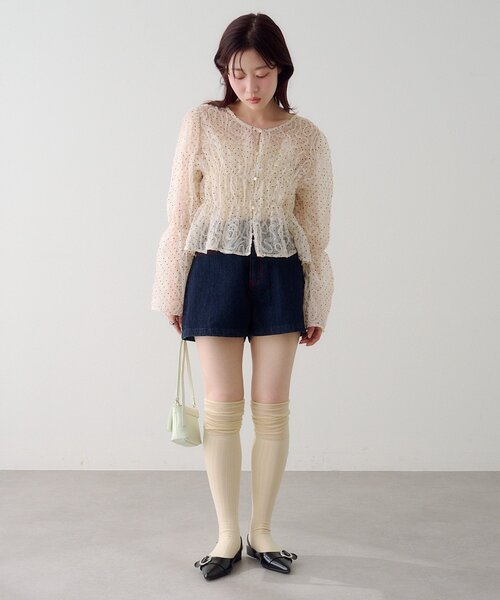 Kastane（カスタネ）の「【2WAY】ドットウェーブチュールブラウス（シャツ/ブラウス・レディース・ブラック/アイボリー・FREE）」の5枚目の写真