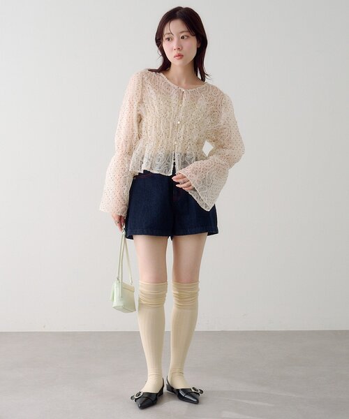 Kastane（カスタネ）の「【2WAY】ドットウェーブチュールブラウス（シャツ/ブラウス・レディース・ブラック/アイボリー・FREE）」の6枚目の写真