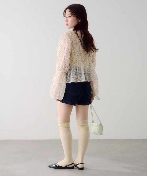 Kastane（カスタネ）の「【2WAY】ドットウェーブチュールブラウス（シャツ/ブラウス・レディース・ブラック/アイボリー・FREE）」の7枚目の写真