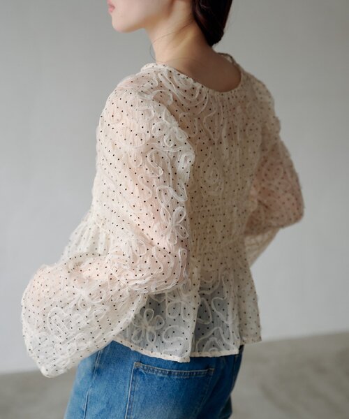 Kastane（カスタネ）の「【2WAY】ドットウェーブチュールブラウス（シャツ/ブラウス・レディース・ブラック/アイボリー・FREE）」の14枚目の写真