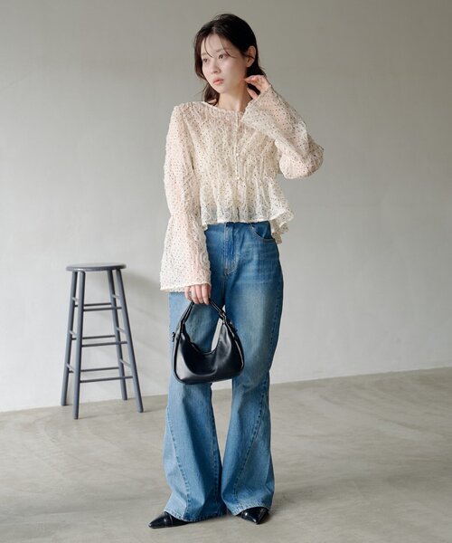 Kastane（カスタネ）の「【2WAY】ドットウェーブチュールブラウス（シャツ/ブラウス・レディース・ブラック/アイボリー・FREE）」の15枚目の写真