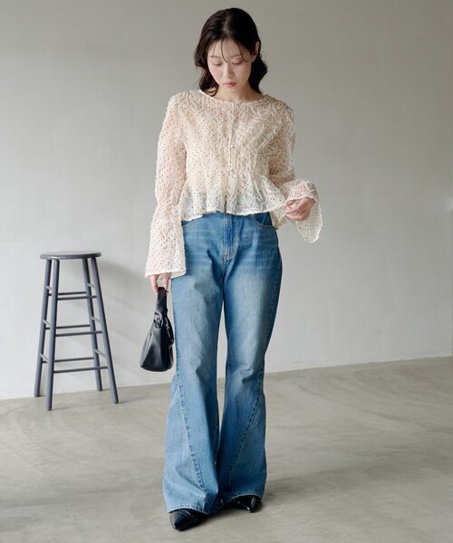 Kastane（カスタネ）の「【2WAY】ドットウェーブチュールブラウス（シャツ/ブラウス・レディース・ブラック/アイボリー・FREE）」の16枚目の写真