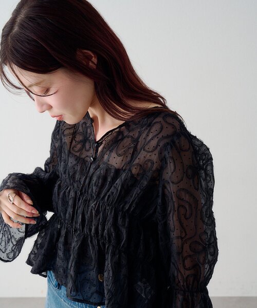 Kastane（カスタネ）の「【2WAY】ドットウェーブチュールブラウス（シャツ/ブラウス・レディース・ブラック/アイボリー・FREE）」の20枚目の写真