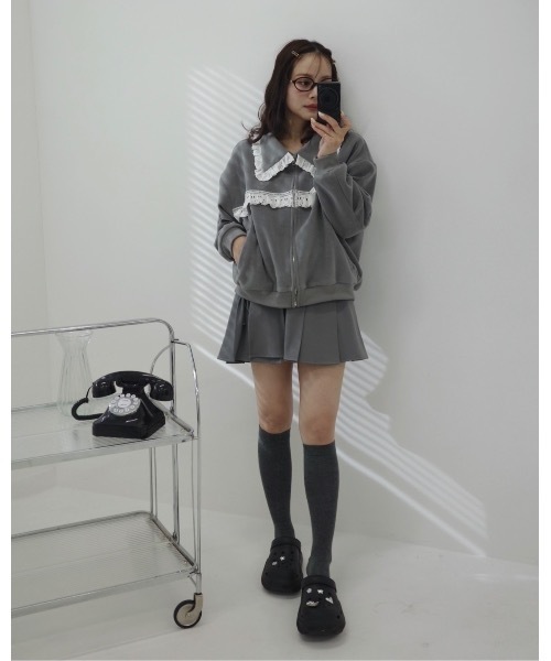 JUMELLE（ジュメロ）の「レースフルジップジャケット（ブルゾン・レディース・グレー・FREE）」の10枚目の写真