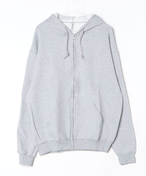 JERZEES（ジャージーズ）の「【T16】【JERZEES/ジャージーズ】12oz UNISEX FULL-ZIP HOODED SWEAT SHIRT A-Z12MR（パーカー・メンズ・グレー/ブラック・LARGE）」の2枚目の写真