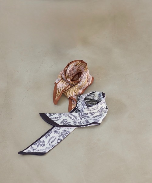 VIS（ビス）の「ナロースカーフ（バンダナ/スカーフ・レディース・ホワイト/オフホワイト/ブラウン・FREE）」の6枚目の写真