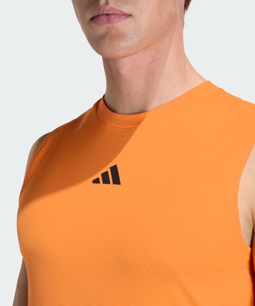 adidas(アディダス)の「D4T パワー スリーストライプス タンクトップ / アディダス adidas(タンクトップ・メンズ・オレンジ・SMALL/MEDIUM/LARGE/3XL/X-LARGE/X-SMALL/XX-LARGE)」の3枚目の写真