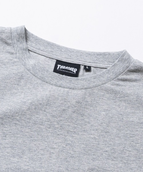 THRASHER（スラッシャー）の「【at】〔THRASHER/スラッシャー〕汗ジミ防止加工 ポケット付き 半袖Tシャツ（Tシャツ/カットソー・メンズ・アッシュグレー/ブラック/ホワイト・X-LARGE/LARGE/MEDIUM）」の4枚目の写真