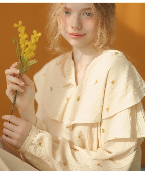 PEACH JOHN(ピーチジョン)の「コットンダブルガーゼパジャマ(ルームウェア/パジャマ・レディース・イエロー/ホワイト・ONE SIZE)」の12枚目の写真