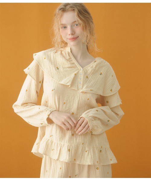 PEACH JOHN(ピーチジョン)の「コットンダブルガーゼパジャマ(ルームウェア/パジャマ・レディース・イエロー/ホワイト・ONE SIZE)」の16枚目の写真