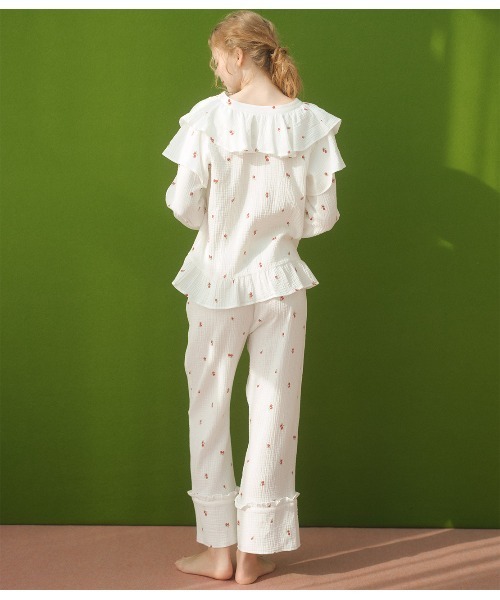 PEACH JOHN(ピーチジョン)の「コットンダブルガーゼパジャマ(ルームウェア/パジャマ・レディース・イエロー/ホワイト・ONE SIZE)」の7枚目の写真