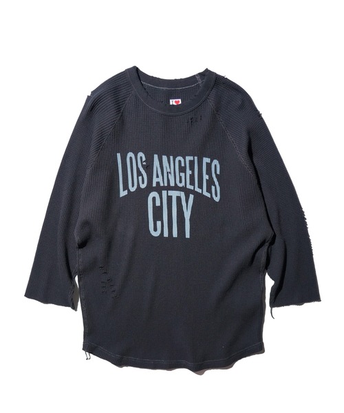 2AM(ツーエイエム)の「I LOVE LA / 3/4 SLEEVE WAFFLE TEE(Tシャツ/カットソー・メンズ・ブラック/ナチュラル/ブラック系1・LARGE/MEDIUM)」の2枚目の写真