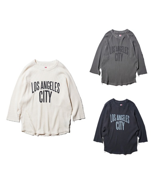 2AM(ツーエイエム)の「I LOVE LA / 3/4 SLEEVE WAFFLE TEE(Tシャツ/カットソー・メンズ・ブラック/ナチュラル/ブラック系1・LARGE/MEDIUM)」の4枚目の写真