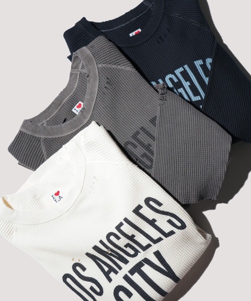 2AM(ツーエイエム)の「I LOVE LA / 3/4 SLEEVE WAFFLE TEE(Tシャツ/カットソー・メンズ・ブラック/ナチュラル/ブラック系1・LARGE/MEDIUM)」の5枚目の写真