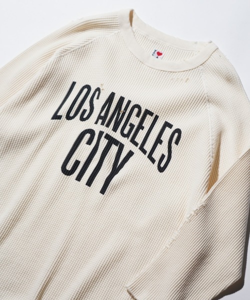 2AM(ツーエイエム)の「I LOVE LA / 3/4 SLEEVE WAFFLE TEE(Tシャツ/カットソー・メンズ・ブラック/ナチュラル/ブラック系1・LARGE/MEDIUM)」の6枚目の写真