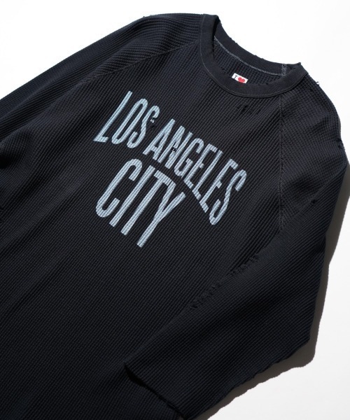 2AM(ツーエイエム)の「I LOVE LA / 3/4 SLEEVE WAFFLE TEE(Tシャツ/カットソー・メンズ・ブラック/ナチュラル/ブラック系1・LARGE/MEDIUM)」の8枚目の写真