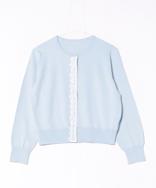 STRAWBERRY-FIELDS（ストロベリーフィールズ）の「コンフォートイネス_前立てレースカーディガン（カーディガン/ボレロ・レディース・ライトブルー/ピンクベージュ・2）」の12枚目の写真