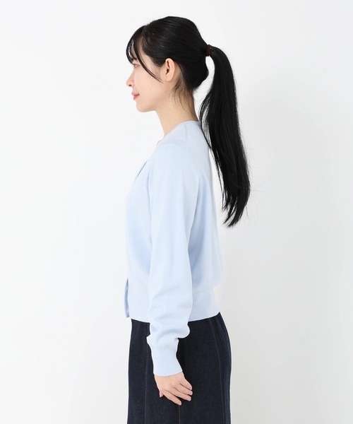 STRAWBERRY-FIELDS（ストロベリーフィールズ）の「コンフォートイネス_前立てレースカーディガン（カーディガン/ボレロ・レディース・ライトブルー/ピンクベージュ・2）」の4枚目の写真