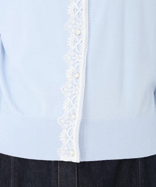 STRAWBERRY-FIELDS（ストロベリーフィールズ）の「コンフォートイネス_前立てレースカーディガン（カーディガン/ボレロ・レディース・ライトブルー/ピンクベージュ・2）」の9枚目の写真