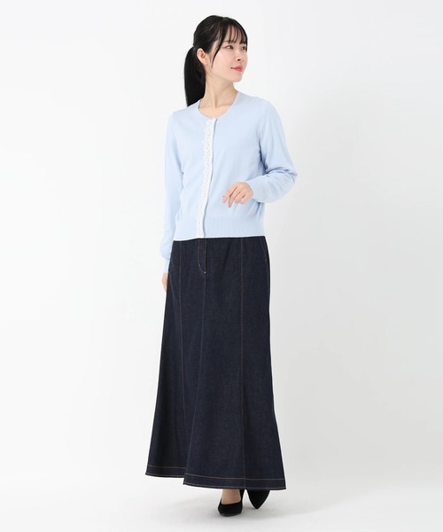 STRAWBERRY-FIELDS（ストロベリーフィールズ）の「コンフォートイネス_前立てレースカーディガン（カーディガン/ボレロ・レディース・ライトブルー/ピンクベージュ・2）」の11枚目の写真