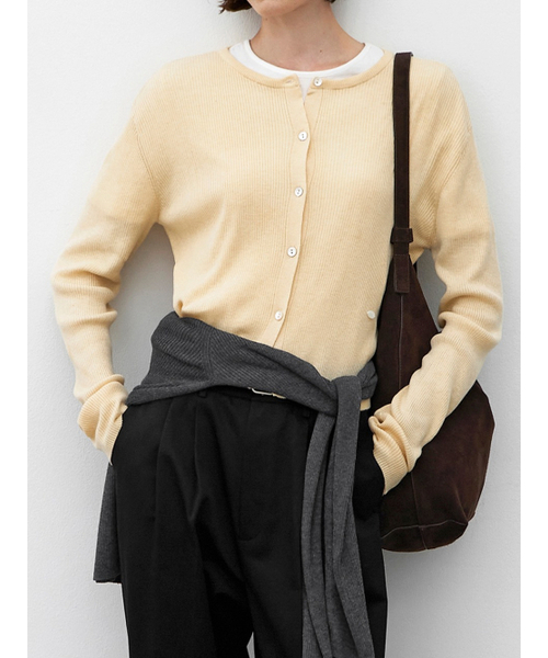 ATELIER NAIN（アトリエナイン）の「ESSENTIAL NOAH CROP CARDIGAN (Z-CD-2223)（カーディガン/ボレロ・レディース・ブラック/グレー/イエロー/アイボリー・FREE）」の7枚目の写真