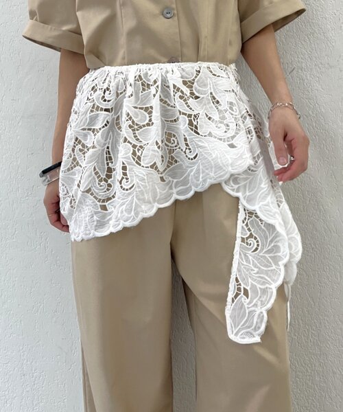 Omekashi（オメカシ）の「マルチレーススカーフ（ストール/ショール・レディース・ブラック/オフホワイト・ONE SIZE）」の6枚目の写真