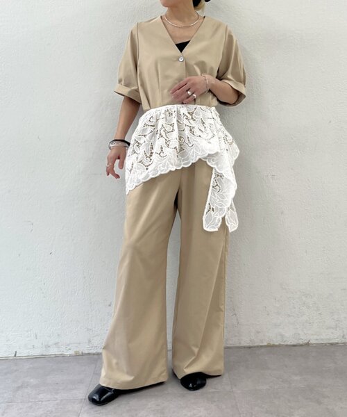 Omekashi（オメカシ）の「マルチレーススカーフ（ストール/ショール・レディース・ブラック/オフホワイト・ONE SIZE）」の8枚目の写真