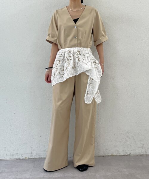 Omekashi（オメカシ）の「マルチレーススカーフ（ストール/ショール・レディース・ブラック/オフホワイト・ONE SIZE）」の9枚目の写真