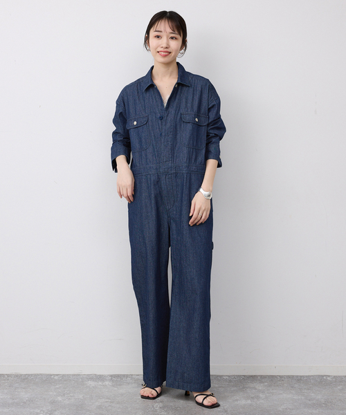 UNIVERSAL OVERALL(ユニバーサルオーバーオール)の「UNIVERSAL OVERALL SLOBE別注 デニムオールインワン 【洗濯機使用可能】(つなぎ/オールインワン・レディース・ブルー・38/36)」の2枚目の写真