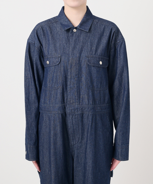 UNIVERSAL OVERALL(ユニバーサルオーバーオール)の「UNIVERSAL OVERALL SLOBE別注 デニムオールインワン 【洗濯機使用可能】(つなぎ/オールインワン・レディース・ブルー・38/36)」の8枚目の写真