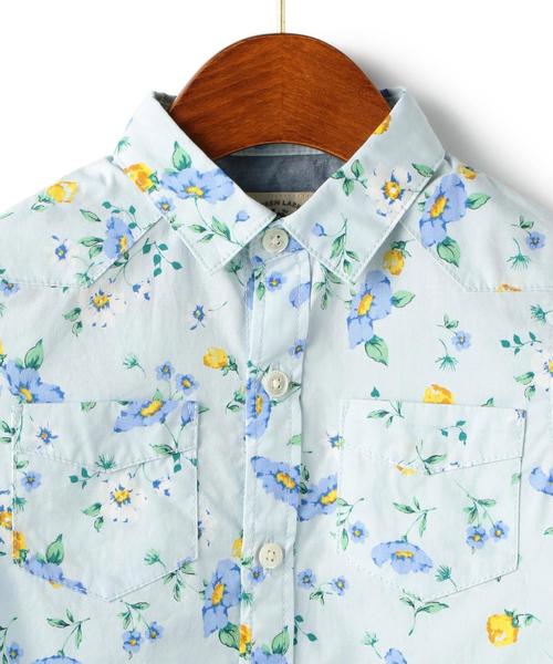 green label relaxing（グリーンレーベルリラクシング）の「コットンブロード フラワーソウガラ◆（シャツ/ブラウス・キッズ・ホワイト/ライトブルー・105/125/115）」の6枚目の写真