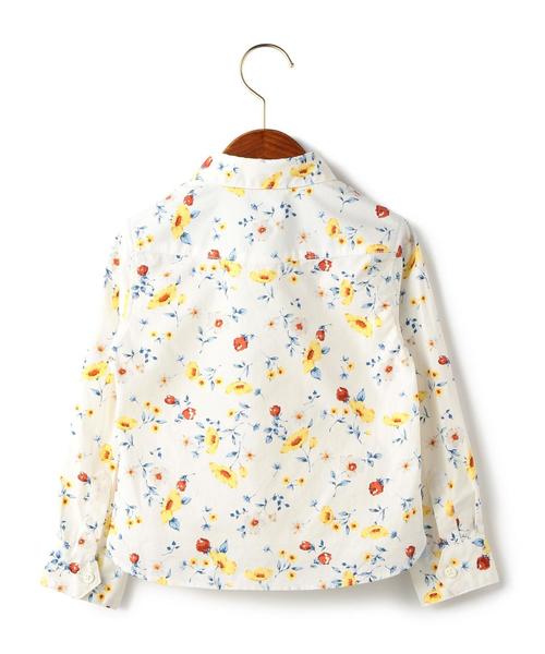 green label relaxing（グリーンレーベルリラクシング）の「コットンブロード フラワーソウガラ◆（シャツ/ブラウス・キッズ・ホワイト/ライトブルー・105/125/115）」の3枚目の写真