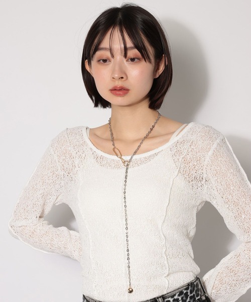 PAGEBOY（ページボーイ）の「チェーンロングラリエット（ネックレス・レディース・シルバー/ブラック・FREE）」の3枚目の写真