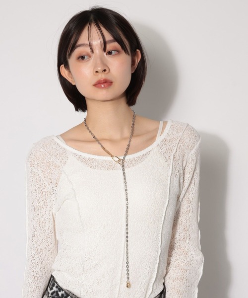 PAGEBOY（ページボーイ）の「チェーンロングラリエット（ネックレス・レディース・シルバー/ブラック・FREE）」の4枚目の写真