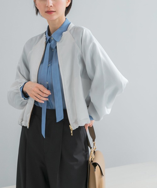 URBAN RESEARCH ROSSO WOMEN（アーバンリサーチ　ロッソ）の「ビンテージツイルライトブルゾン（ブルゾン・レディース・ダークブラウン/アイボリー・FREE）」の2枚目の写真