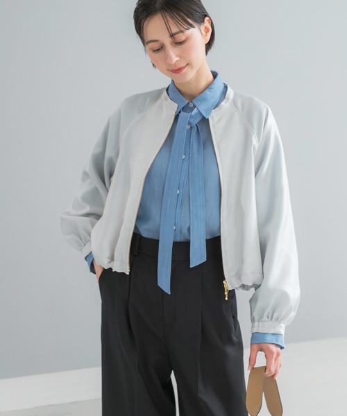 URBAN RESEARCH ROSSO WOMEN（アーバンリサーチ　ロッソ）の「ビンテージツイルライトブルゾン（ブルゾン・レディース・ダークブラウン/アイボリー・FREE）」の3枚目の写真