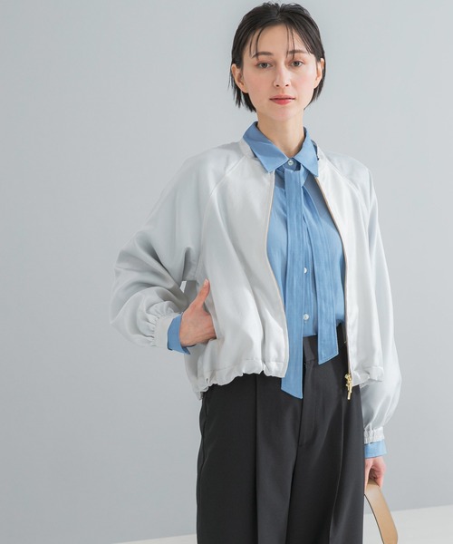 URBAN RESEARCH ROSSO WOMEN（アーバンリサーチ　ロッソ）の「ビンテージツイルライトブルゾン（ブルゾン・レディース・ダークブラウン/アイボリー・FREE）」の4枚目の写真