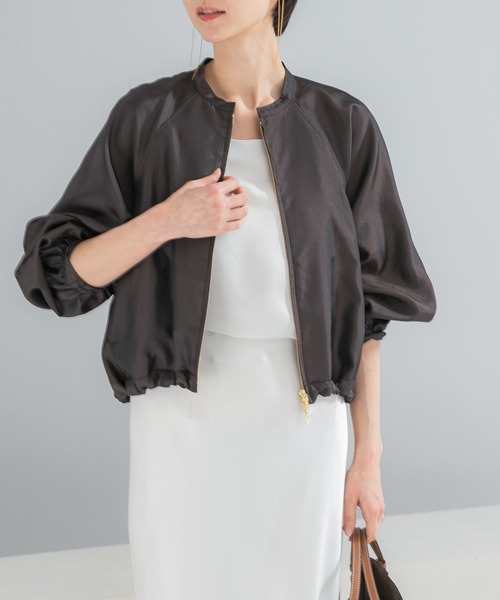 URBAN RESEARCH ROSSO WOMEN（アーバンリサーチ　ロッソ）の「ビンテージツイルライトブルゾン（ブルゾン・レディース・ダークブラウン/アイボリー・FREE）」の9枚目の写真