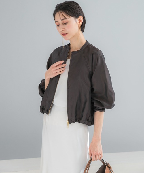 URBAN RESEARCH ROSSO WOMEN（アーバンリサーチ　ロッソ）の「ビンテージツイルライトブルゾン（ブルゾン・レディース・ダークブラウン/アイボリー・FREE）」の10枚目の写真