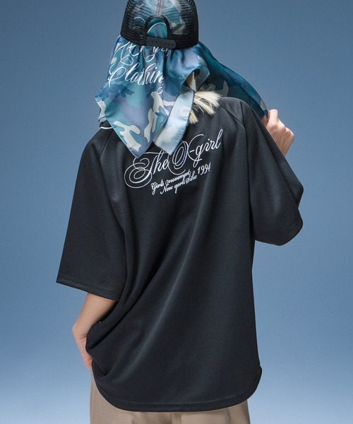 X-girl（エックスガール）の「SCRIPT LOGO BASEBALL SHIRT（シャツ/ブラウス・レディース・グレー/ブラック・S/M）」の8枚目の写真