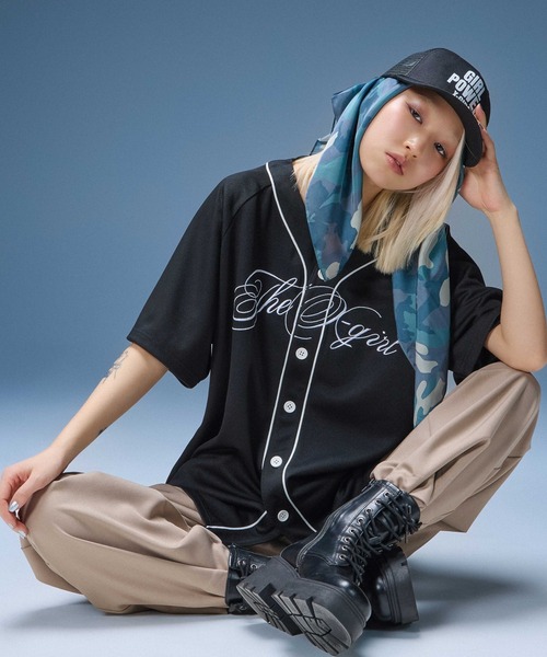 X-girl（エックスガール）の「SCRIPT LOGO BASEBALL SHIRT（シャツ/ブラウス・レディース・グレー/ブラック・S/M）」の12枚目の写真