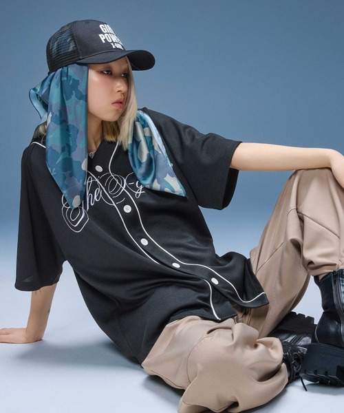 X-girl（エックスガール）の「SCRIPT LOGO BASEBALL SHIRT（シャツ/ブラウス・レディース・グレー/ブラック・S/M）」の13枚目の写真