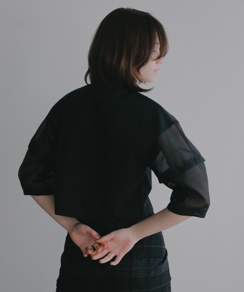 MANOF（マノフ）の「SHEER SLEEVES CUT TOPS（Tシャツ/カットソー・レディース・ブラック/ホワイト・F）」の17枚目の写真